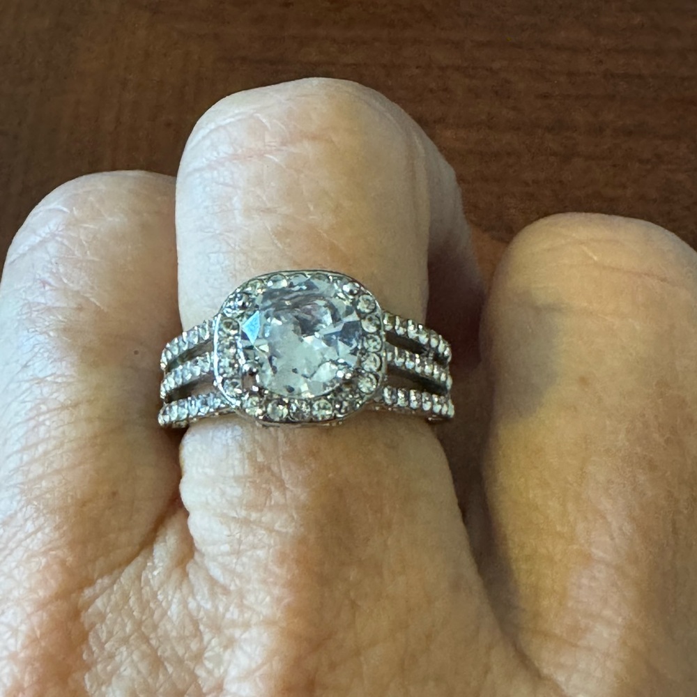 Stunning Brilliant Cubic Zirconia, Triple Band, Luxury, Glam, Engagement Ring - Picture 8 of 10